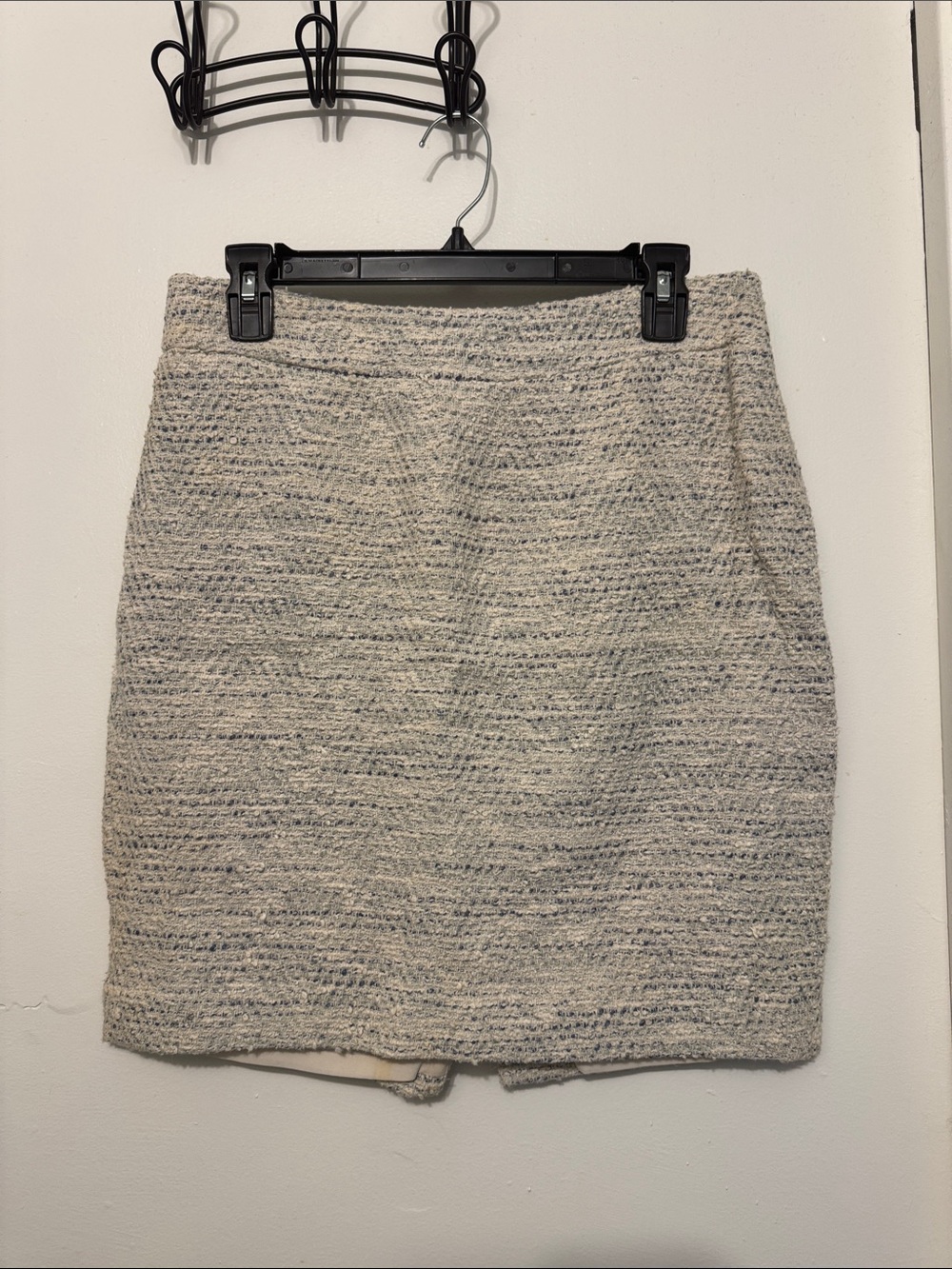 Ann Taylor Cream and Gray Tweed Mini Skirt